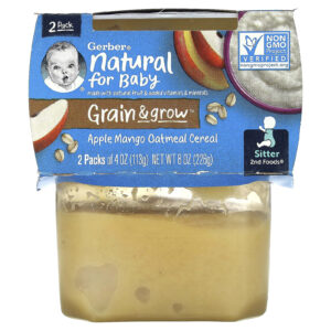Gerber Natural para Bebês Grain & Grow™ 2nd Foods® Cereal de Maçã e Manga com Aveia 2 Unidades 113 g (4 oz) Cada