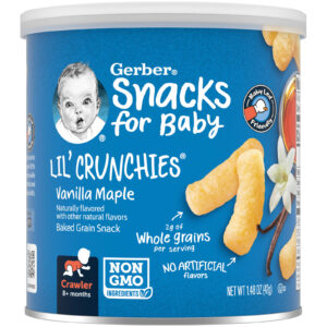 Gerber Lanches para Bebês Lil Crocantes Lanche de Grãos Assados Mais de 8 Meses Baunilha 42 g (148 oz)