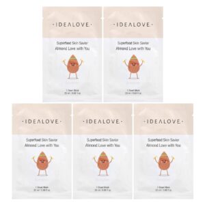 Idealove Superfood Skin Savior Almond Love with You 5 Máscaras Faciais de Beleza 20 ml (068 fl oz) Cada