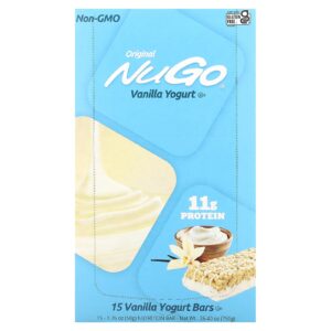 NuGo Nutrition Barra Original Iogurte de Baunilha 15 Barras 50 g (176 oz) Cada