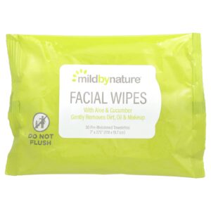 Mild By Nature Lenços Faciais de Aloe e Pepino Biodegradáveis 30 Lenços Pré-Umedecidos