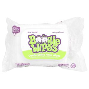 Boogie Wipes Lenços Nasais com Solução Salina Suave Sem Perfume 30 Unidades