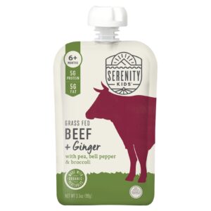 Serenity Kids Carne de Gado Criado no Pasto + Gengibre com Ervilha Pimentão e Brócolis A Partir de 6 Meses 99 g (35 oz)