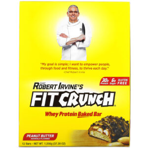 FITCRUNCH Barra de Proteína Whey Assada Manteiga de Amendoim 12 Barras 88 g (310 oz) Cada