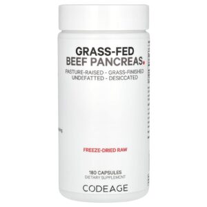 Codeage Pâncreas de Gado Criado no Pasto 180 Cápsulas (500 mg por Cápsula)
