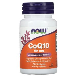 NOW Foods CoQ10 com Selênio e Vitamina E 50 Cápsulas Softgel