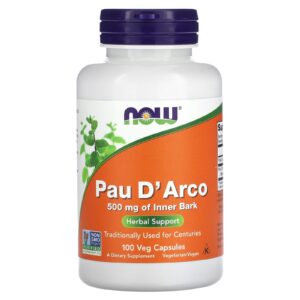 NOW Foods Pau DArco 500 mg 100 Cápsulas Vegetais