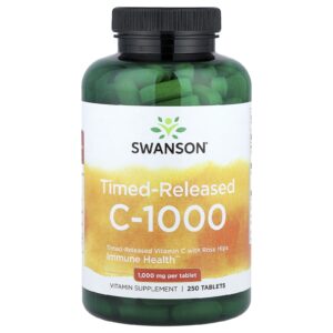 Swanson Vitamina C-1000 com Rosa-Mosqueta Liberação Programada 1.000 mg 250 Comprimidos