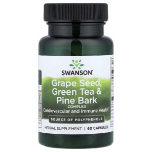 Swanson Complexo de Semente de Uva Chá Verde e Casca de Pinheiro 60 Cápsulas