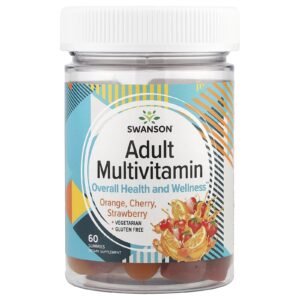 Swanson Gomas Multivitamínicas para Adultos Laranja Cereja Morango 60 Gomas