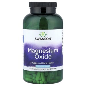 Swanson Óxido de Magnésio 200 mg 500 Cápsulas