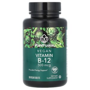 PlantFusion Vitamina B-12 Vegana 500 mcg 100 Comprimidos Veganos