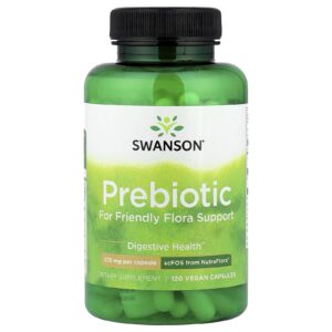 Swanson Prebiótico para Suporte Saudável da Flora 120 Cápsulas Veganas (375 mg por Cápsula)