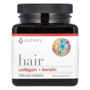 Youtheory Cabelo Colágeno + Queratina 120 Minicomprimidos