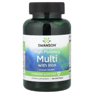 Swanson Multivitamínico com Ferro Alta Potência 120 Cápsulas Softgel
