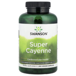 Swanson Super Cayenne com Rizoma de Gengibre Baga de Espinheiro e Lecitina 250 Cápsulas Vegetais