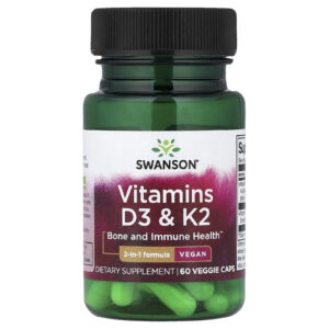 Swanson Vitaminas D3 e K2 60 Cápsulas Vegetais