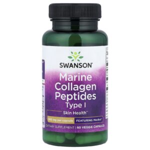 Swanson Peptídeos de Colágeno Marinho Tipo 1 500 mg 60 Cápsulas Vegetais