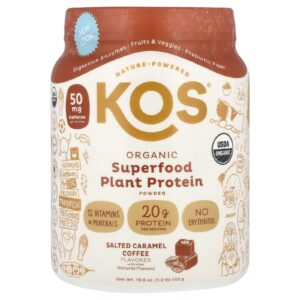KOS Proteína em Pó à Base de Superalimentos Orgânicos Café e Caramelo Salgado 555 g (12 lb)