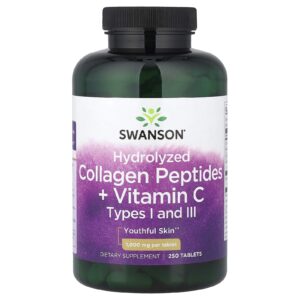 Swanson Peptídeos de Colágeno Hidrolisado + Vitamina C 250 Comprimidos