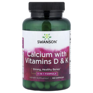 Swanson Cálcio com Vitaminas D e K 100 Cápsulas