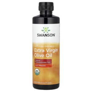 Swanson Óleo de Oliva Extravirgem Orgânico Certificado Prensado a Frio 473 ml (16 fl oz)