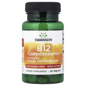Swanson Vitamina B12 Cianocobalamina Tripla Ação 90 Comprimidos