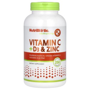 NutriBiotic Imunidade Vitamina C + D3 e Zinco 250 Cápsulas