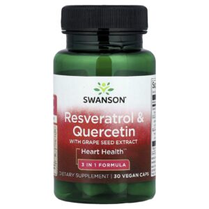 Swanson Resveratrol e Quercetina com Extrato da Semente de Uva 30 Cápsulas Vegetais
