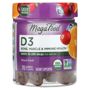 MegaFood D3 Mistura de Frutas 70 Gomas (25 mcg (1.000 UI) por Goma)