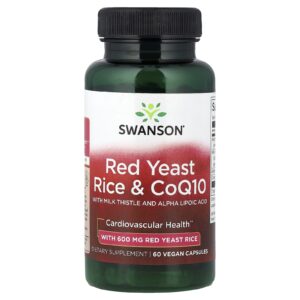 Swanson Levedura de Arroz Vermelho e CoQ10 com Cardo-Mariano e Ácido Tióctico 60 Cápsulas Veganas