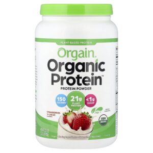 Orgain Organic Protein™ em Pó à Base de Plantas Creme de Morangos 920 g (203 lb)