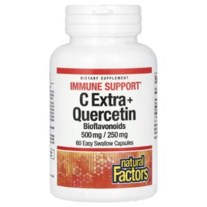 Natural Factors C Extra + Quercetina 500 mg/250 mg 60 Cápsulas Fáceis de Engolir