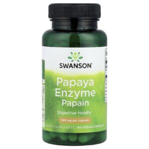 Swanson Mamão e Enzimas Papaína 100 mg 90 Cápsulas Veganas