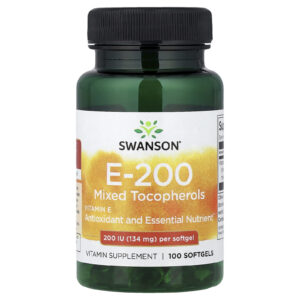 Swanson Vitamina E com Tocoferóis Mistos 134 mg (200 UI) 100 Cápsulas Softgel