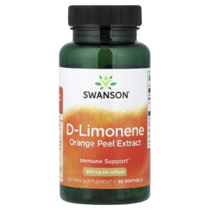 Swanson D-Limoneno Extrato de Casca de Laranja 250 mg 60 Cápsulas Softgel