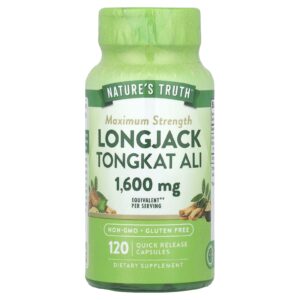 Natures Truth Long jack Tongkat Ali Potência Máxima 120 Cápsulas de Liberação Rápida (800 mg por Cápsula)