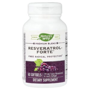 Natures Way Resveratrol Forte® Mistura Premium 60 Cápsulas Softgel