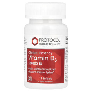 Protocol for Life Balance Vitamina D3 Potência Clínica 1.250 mcg (50.000 UI) 12 Cápsulas Softgel