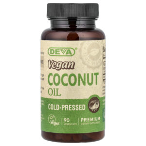 Deva Óleo de Coco Vegano Prensado a Frio 90 Cápsulas Veganas (500 mg por Cápsula)