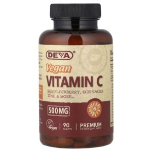 Deva Vitamina C Vegana com Sabugueiro Echinacea Zinco 90 Comprimidos