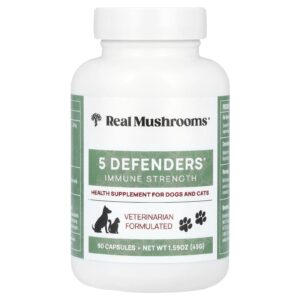Real Mushrooms 5 Defensores Para Cães e Gatos 90 Cápsulas
