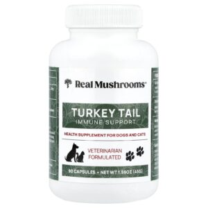 Real Mushrooms Turkey Tail Auxílio Imunológico Para Cães e Gatos 90 Cápsulas