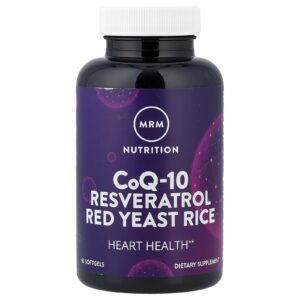 MRM Nutrition CoQ-10 Resveratrol Levedura de Arroz Vermelho 60 Cápsulas Softgel