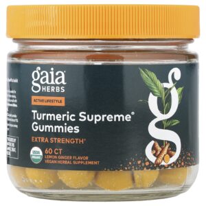 Gaia Herbs Gomas de Turmeric Supreme® Gengibre e Limão 60 Gomas