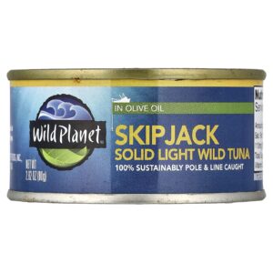 Wild Planet ProtectJack Tuna Selvagem Light em Óleo de Oliva 80 g (282 oz)