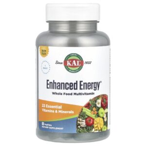 KAL Enhanced Energy® Multivitamínico Integral Sem Ferro 60 VegTab