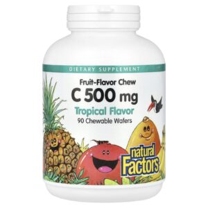 Natural Factors Cápsula Mastigável de Sabor de Frutas e Vitamina C Tropical 500 mg 90 Wafers Mastigáveis