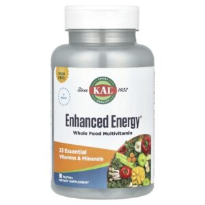 KAL Enhanced Energy® Multivitamínico Integral Sem Ferro 90 VegTabs