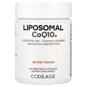 Codeage CoQ10 Lipossomal Coenzima Q10 Isômeros de Vitamina E Absorção Aprimorada 60 Cápsulas